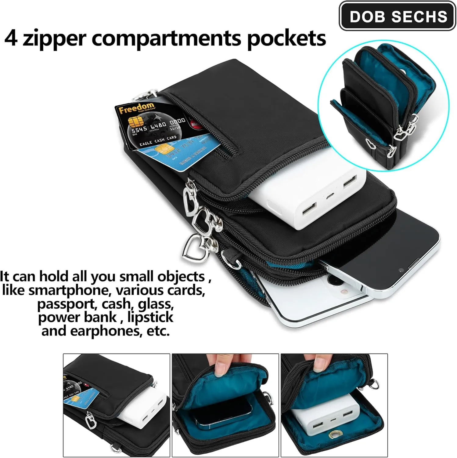 DOB SECHS Small Crossbody Wallet Phone Bag Shoulder Strap Wallet Pouch for Women Mini Crossbody Cell Phone Purse