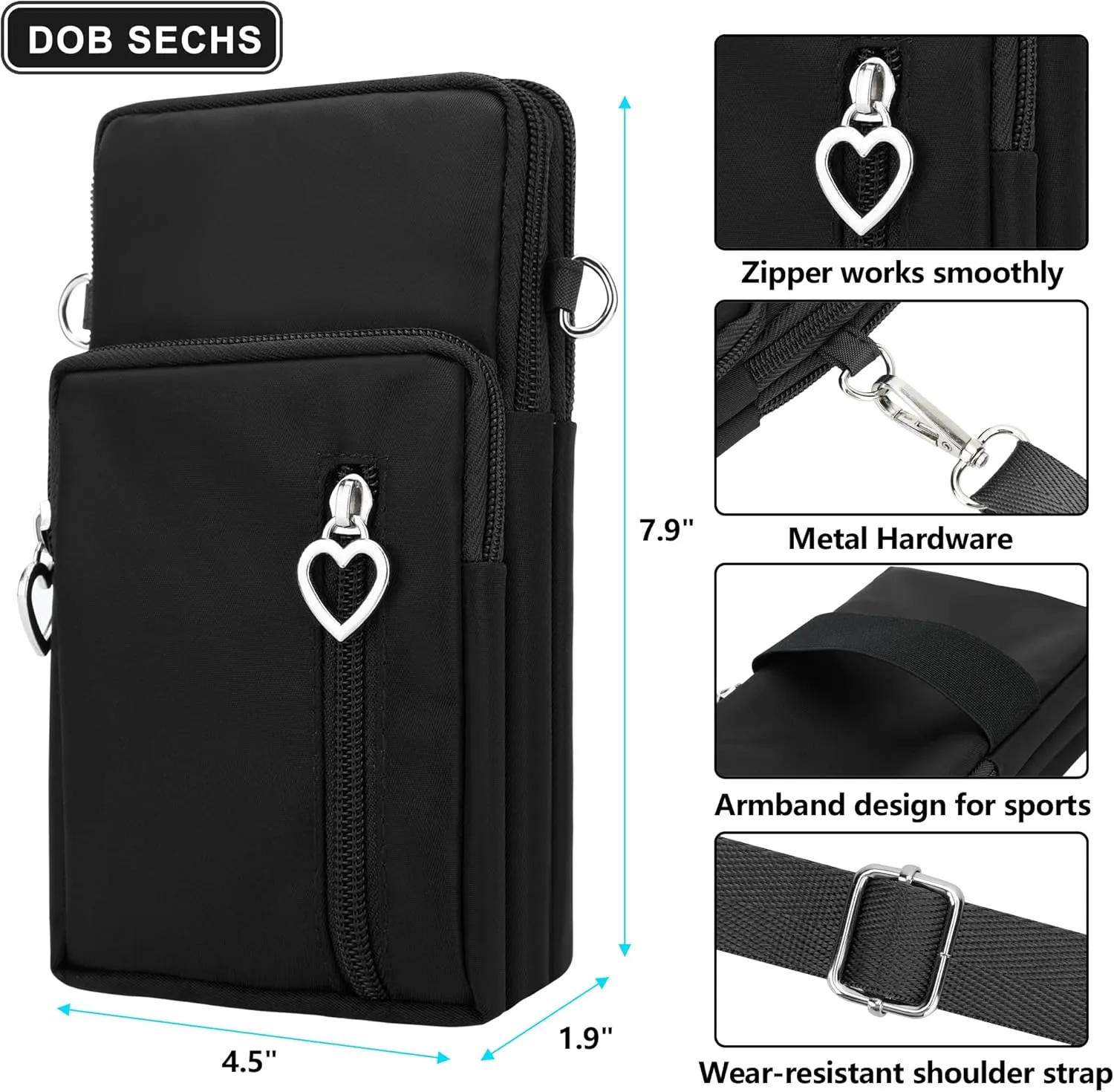 DOB SECHS Small Crossbody Wallet Phone Bag Shoulder Strap Wallet Pouch for Women Mini Crossbody Cell Phone Purse