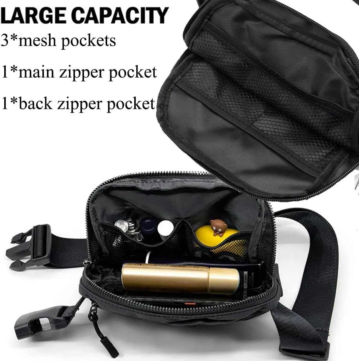 Fanny Pack for Women and Men,Mini Black Belt Bag,Fashionable Small Waist Pack Crossbody Bag and Initial Letter Butterfly Keychains for Traveling,Running,Hiking,Jogging,Cycling(Belt Bag-E)