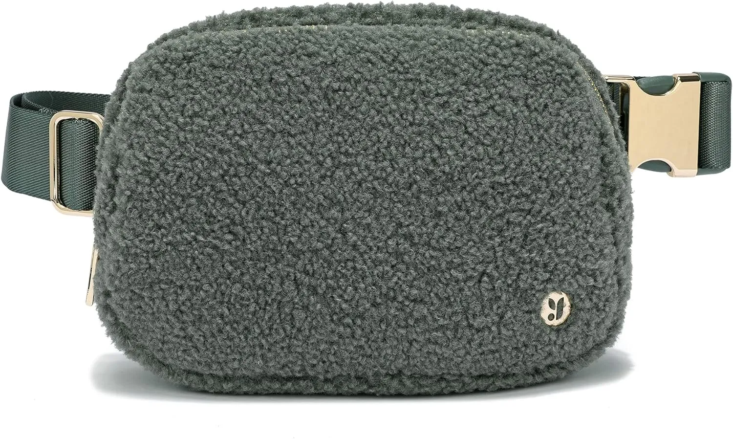 FODOKO Sherpa Belt Bag, Fleece Crossbody Bag Fanny Pack for Women Fashionable Everywhere Waist Bum Bag Pack with Hardware Buckle (Green)