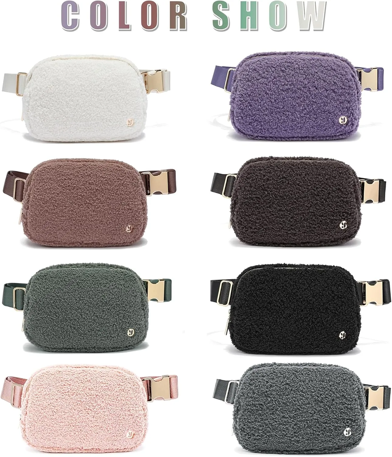FODOKO Sherpa Belt Bag, Fleece Crossbody Bag Fanny Pack for Women Fashionable Everywhere Waist Bum Bag Pack with Hardware Buckle (Green)