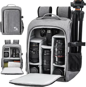 Golkcurx Camera Bag for DSLR/SLR CamerasCamera Backpack Waterproof for Photographers Grey L