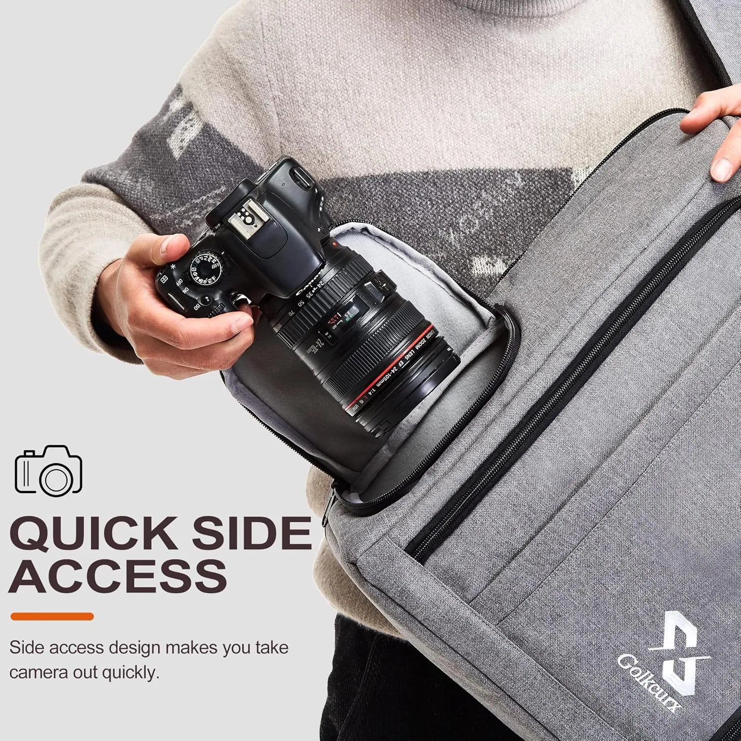 Golkcurx Camera Bag for DSLR/SLR CamerasCamera Backpack Waterproof for Photographers Grey L