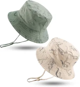 JANGANNSA Dinosaur Baby Boys Sun Hat Cotton Toddler Girls Bucket Hats Summer Sun Protect Cap for Kids