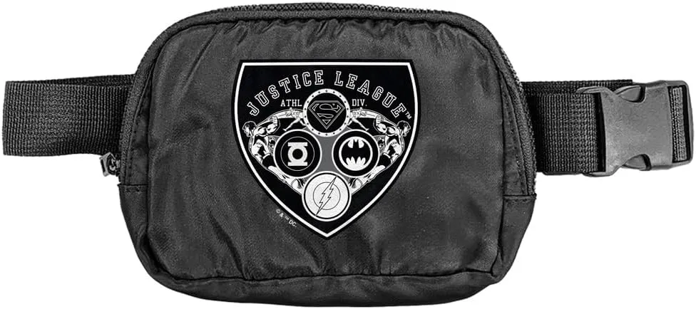Justice League Athletic Shield Logo Belt Bag, Crossbody Fanny Pack for Women and Men, Adjustable