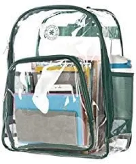 K-Cliffs Large Transparent Backpack Clear Heavy Duty School Bag Durable Student Bookbag See Through Vinyl Daypack Workbag