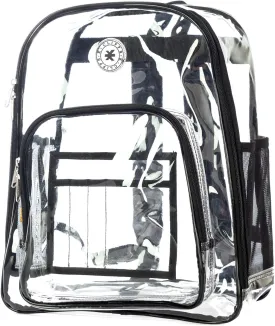 K-Cliffs Large Transparent Backpack Clear Heavy Duty School Bag Durable Student Bookbag See Through Vinyl Daypack Workbag