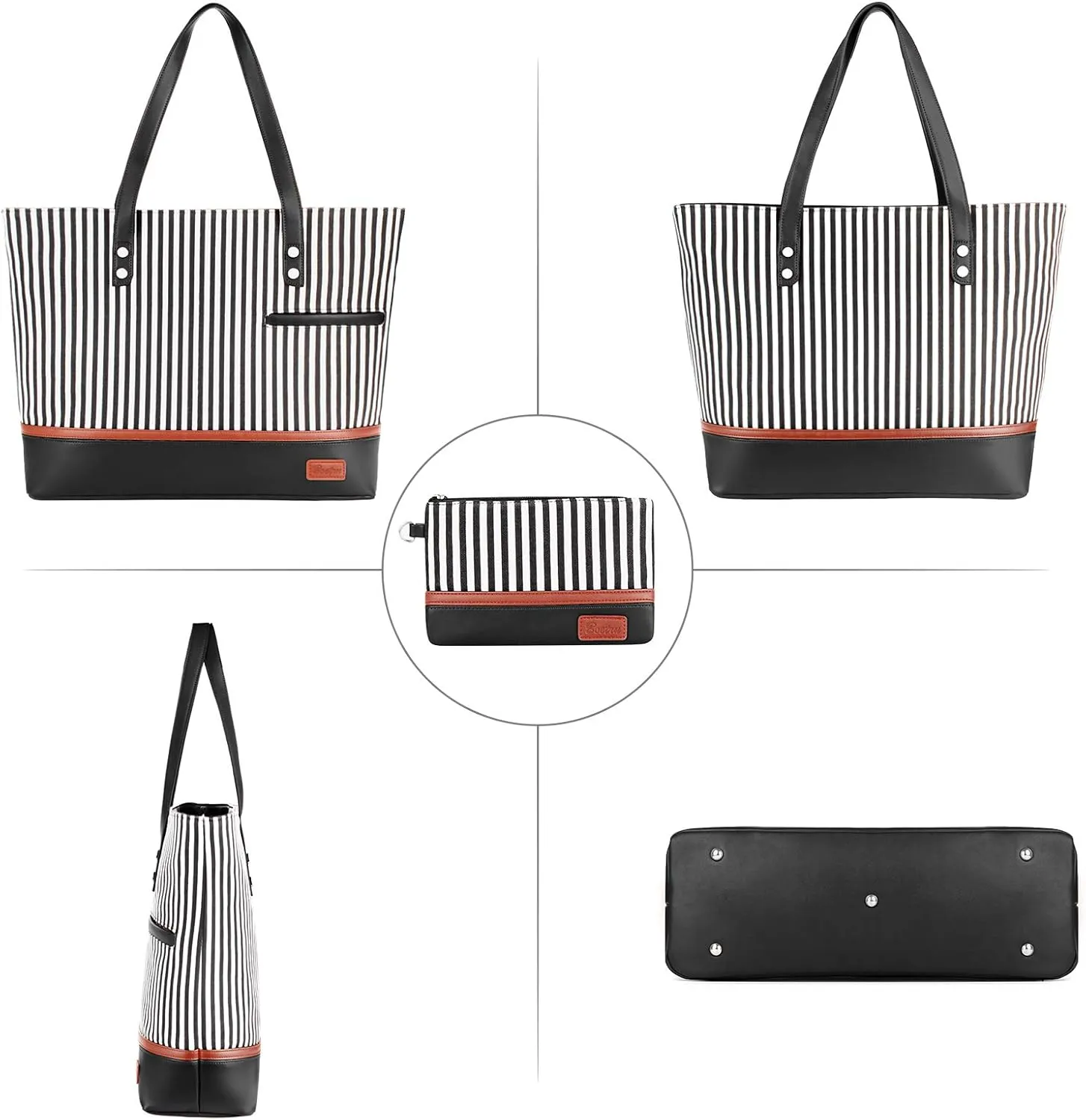 Laptop Tote Bag for Women Large Canvas Womens Briefcase Waterproof Computer Bag Work Bags for Women Fits 15.6 inch Laptop