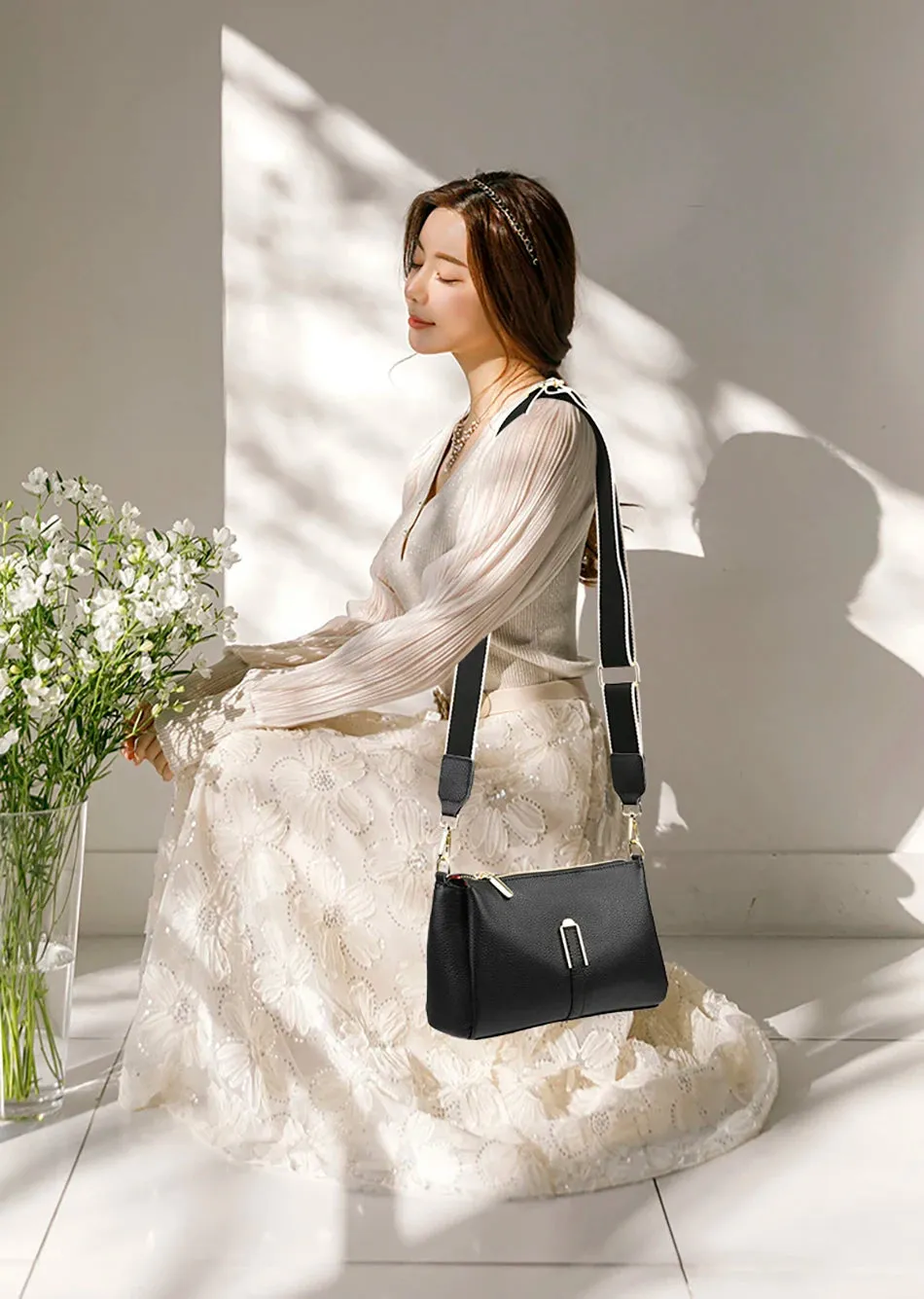 Lavish Leather Crossbody Shoulder Bag