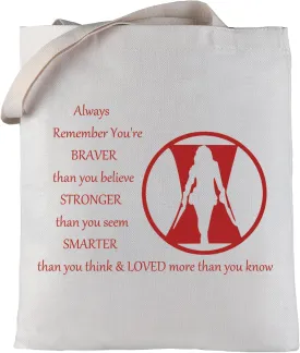 LEVLO Movie Cosmetic Make Up Bag Widow Fans Inspired Gift You Are Braver Stronger Smarter Than You Think Makeup Zipper Pouch Bag (Widow Tote)