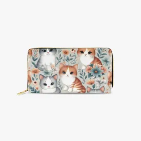 Long Type Zipper Purse - Cats