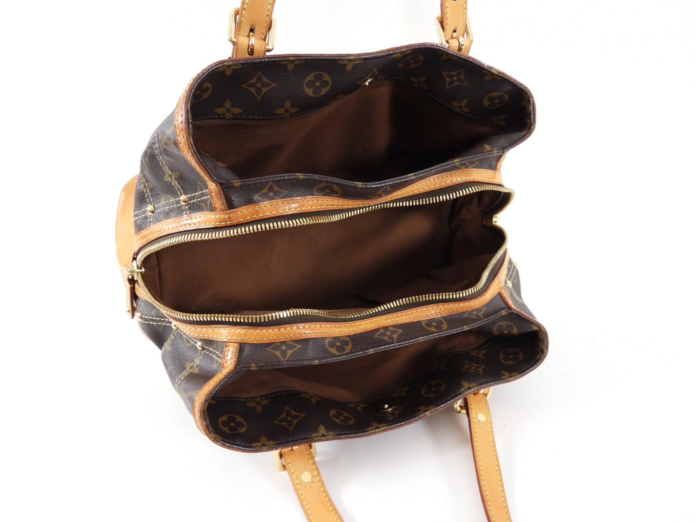 Louis Vuitton Monogram Small Zippered Riveting Tote Bag
