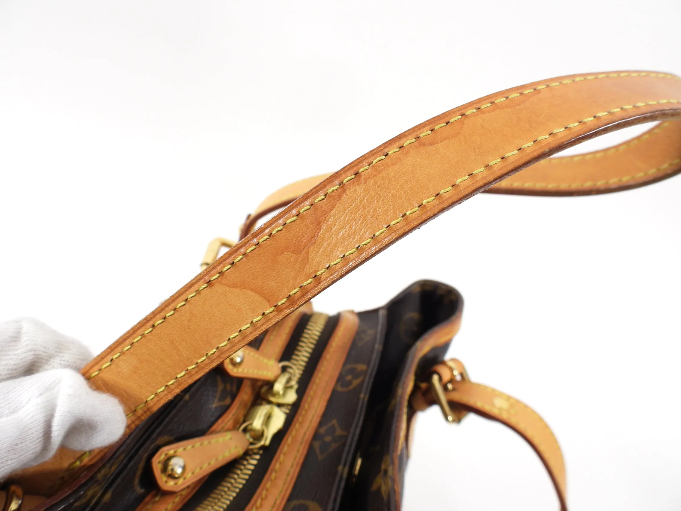 Louis Vuitton Monogram Small Zippered Riveting Tote Bag