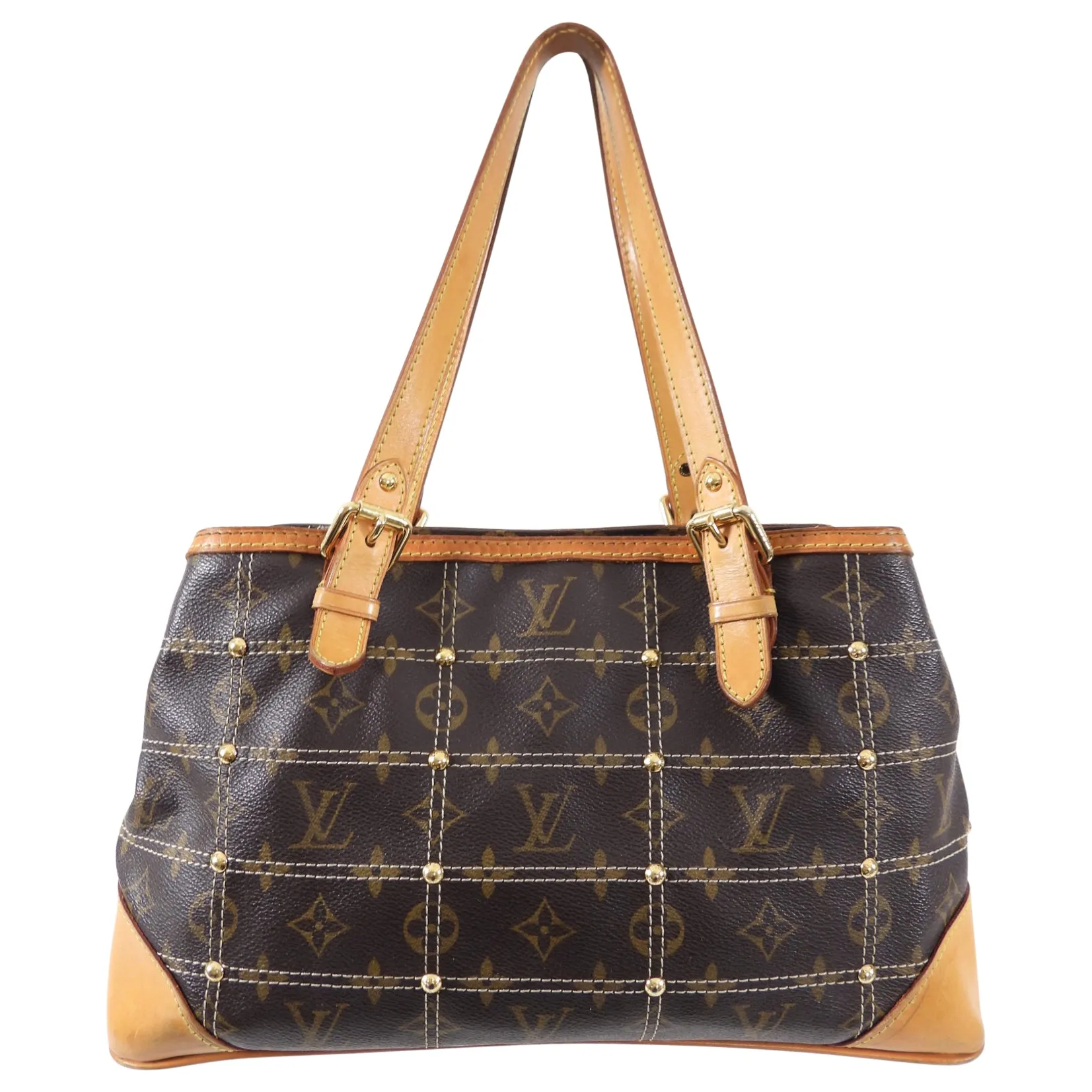 Louis Vuitton Monogram Small Zippered Riveting Tote Bag