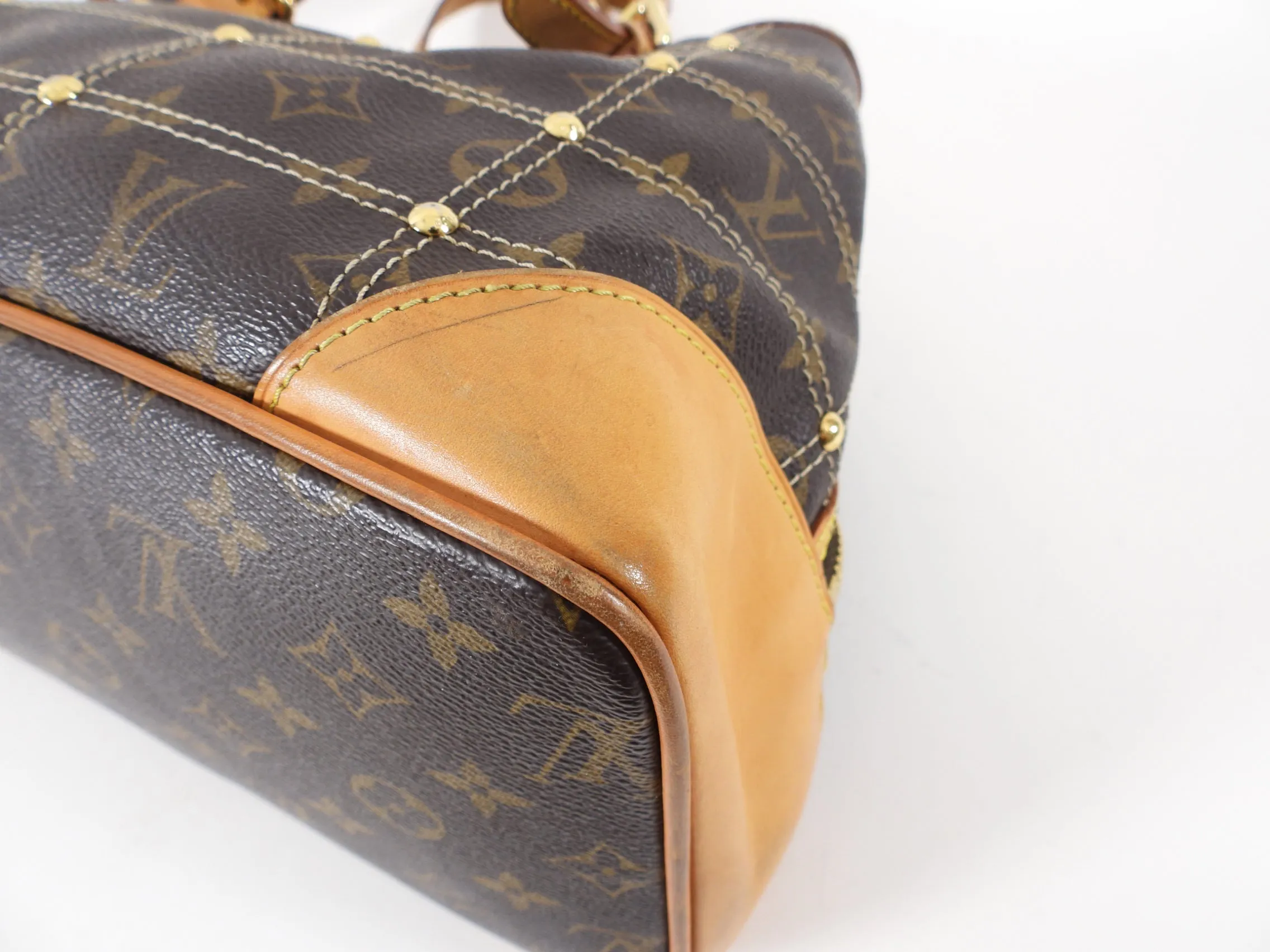 Louis Vuitton Monogram Small Zippered Riveting Tote Bag