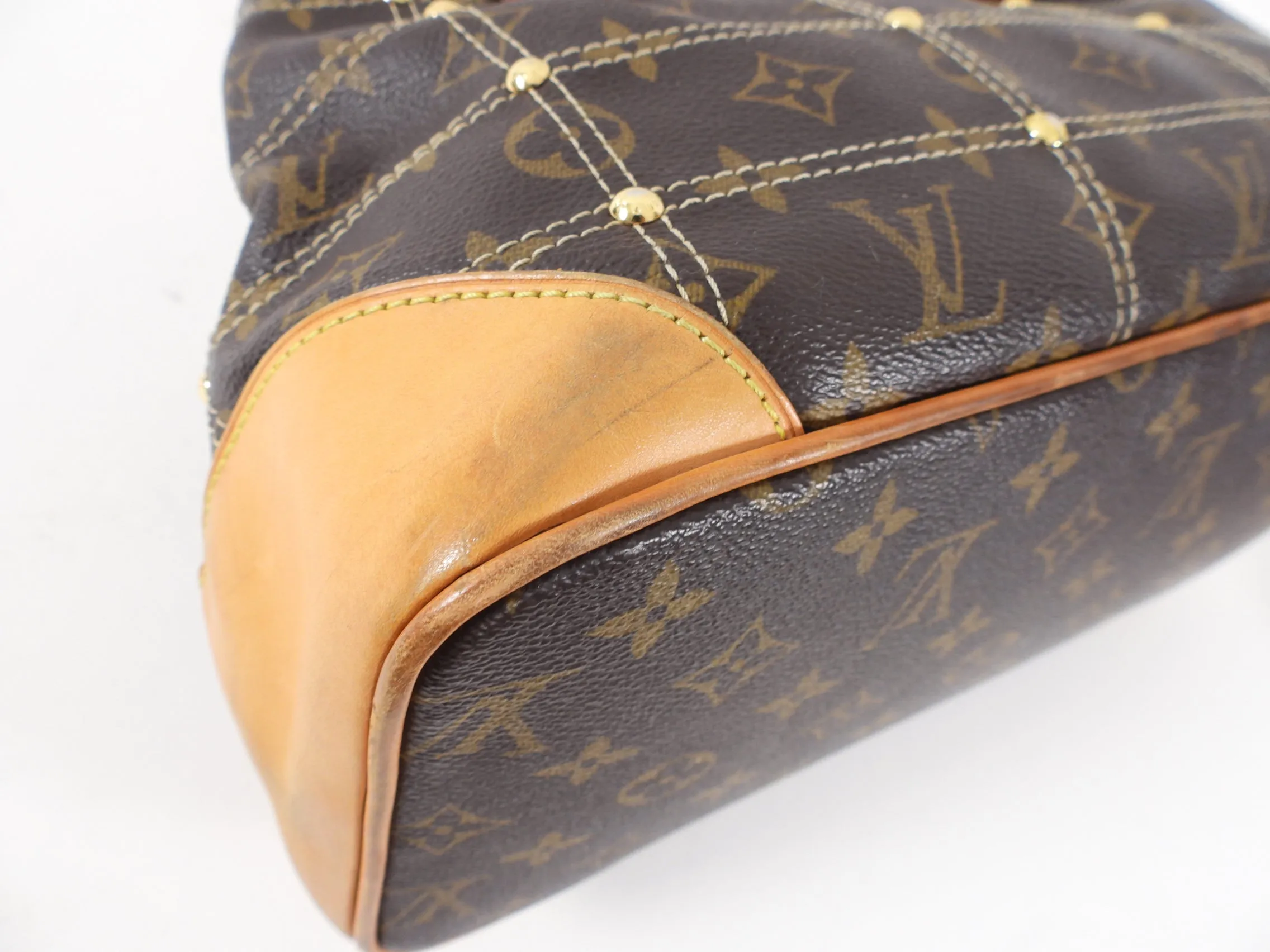 Louis Vuitton Monogram Small Zippered Riveting Tote Bag