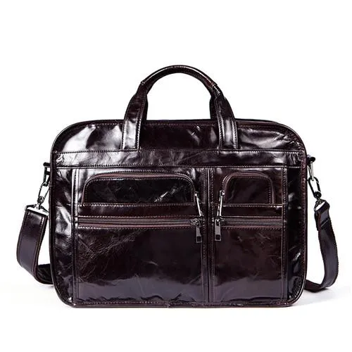 Men Designer Laptop Tote Shoulder Messenger Genuine Leather Bag