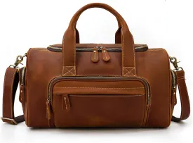 Men's Leather Travel Bag Vintage Duffle Going Out Gym Tote Cowhide Crossbody Bag Shoulder Bag