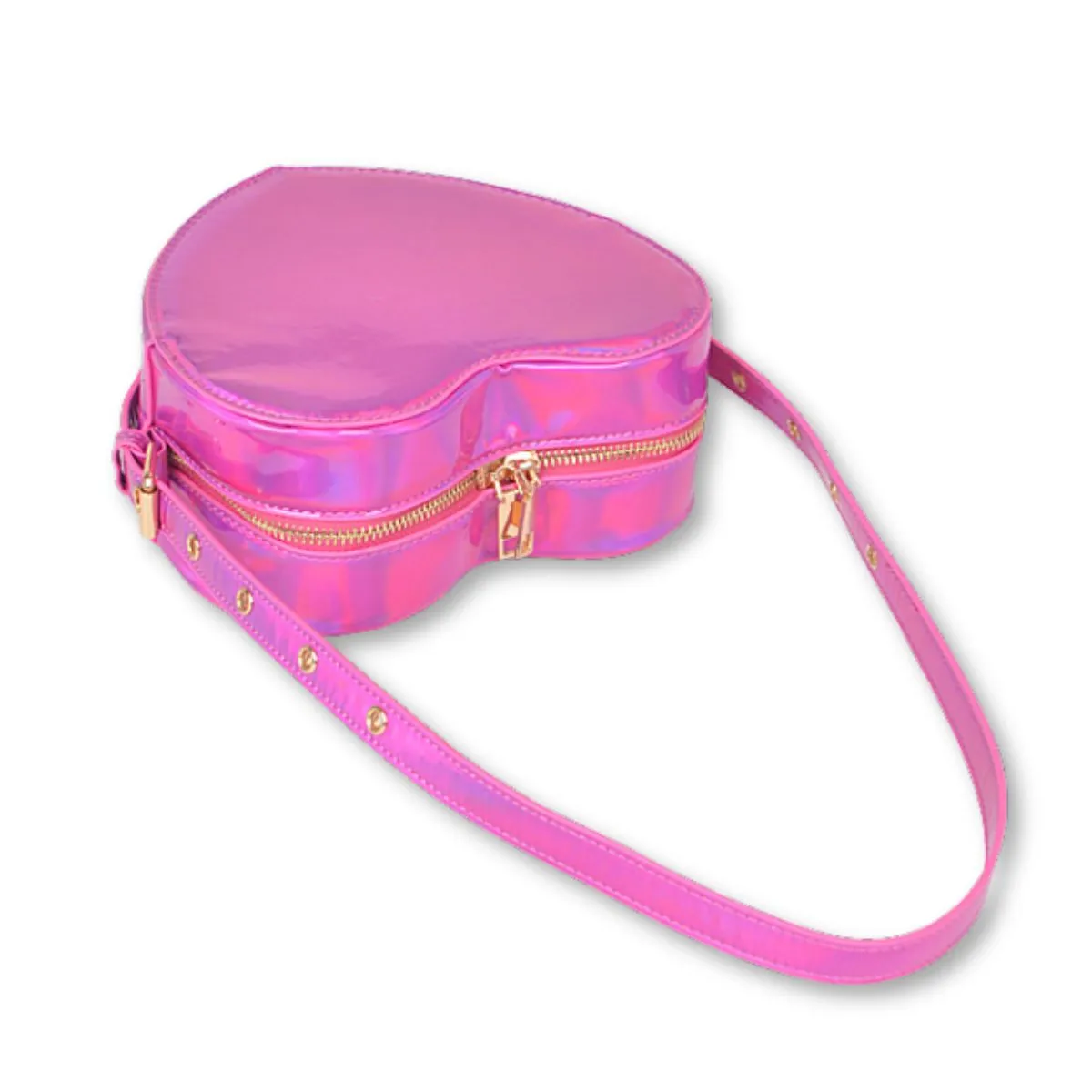 Metallic Pink Heart Convertible Shoulder Bag