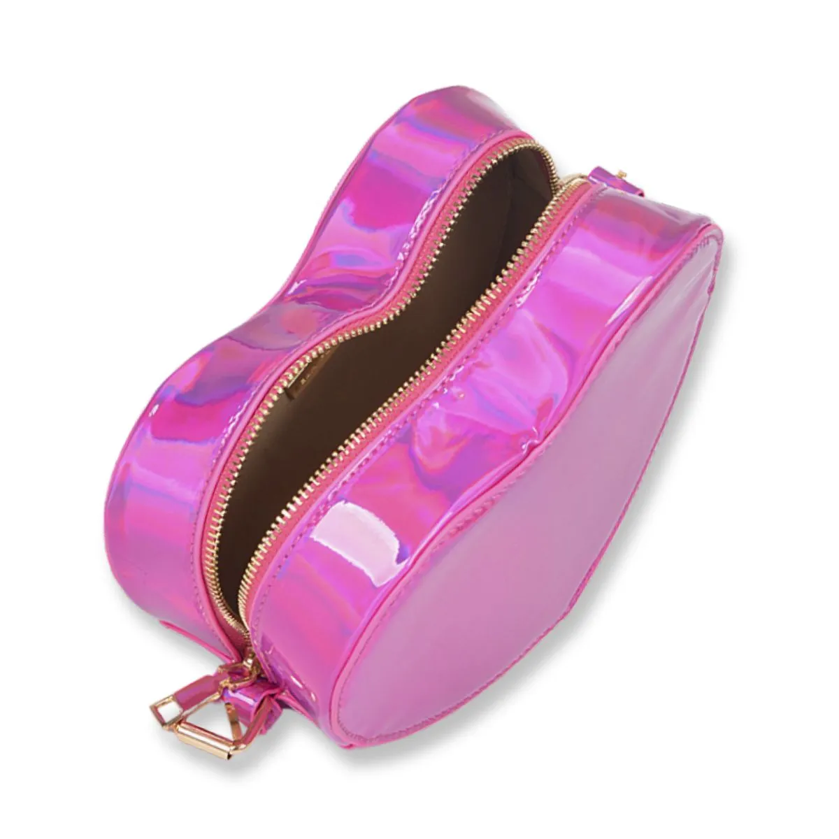 Metallic Pink Heart Convertible Shoulder Bag
