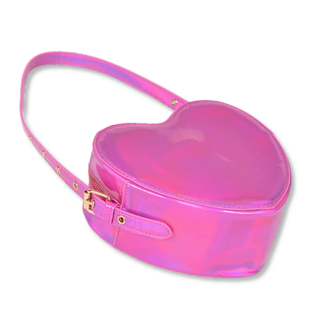 Metallic Pink Heart Convertible Shoulder Bag