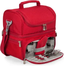 ONIVA - a Picnic Time brand, Pranzo Lunch Bag, Insulated Lunch Box with Picnic Set, Lunch Cooler Bag, (Red)