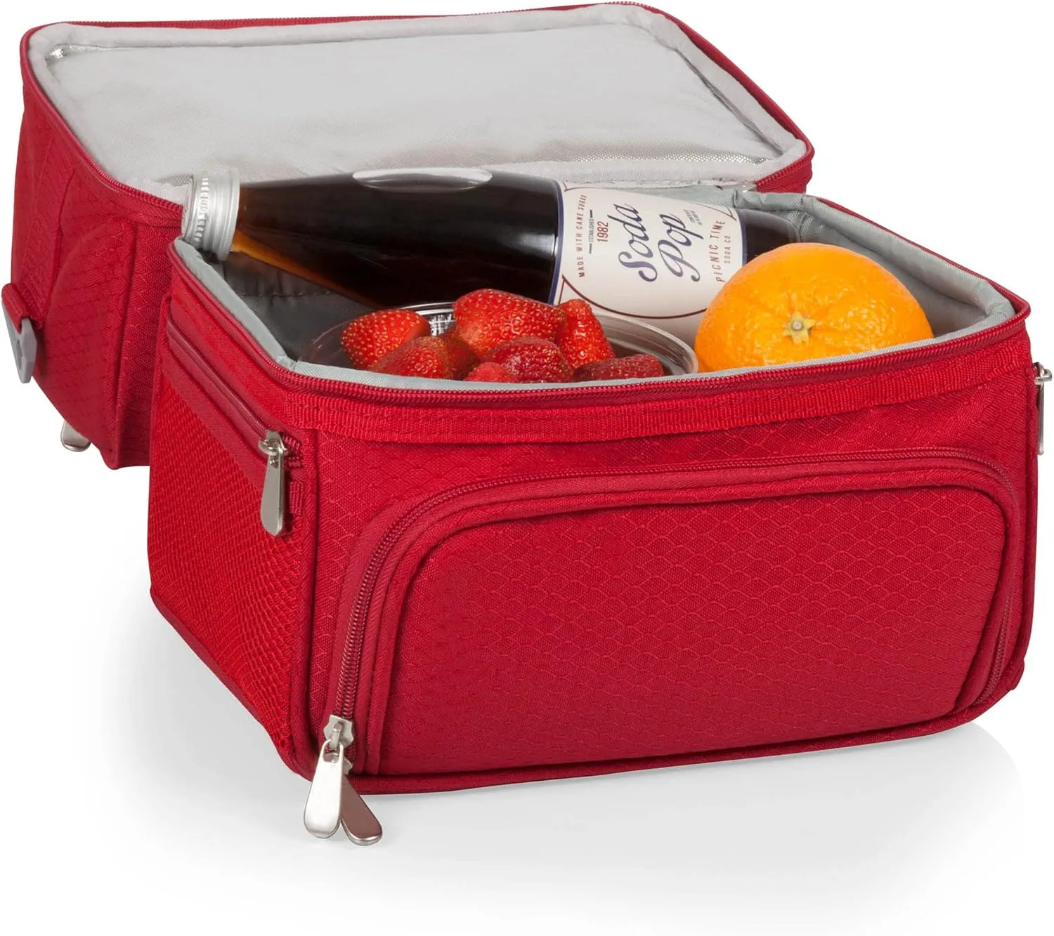ONIVA - a Picnic Time brand, Pranzo Lunch Bag, Insulated Lunch Box with Picnic Set, Lunch Cooler Bag, (Red)
