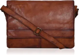 Ozora Genuine Leather Unisex Crossbody Messenger Bag with Adjustable Strap for 17 Inch Laptop, Travel, Office