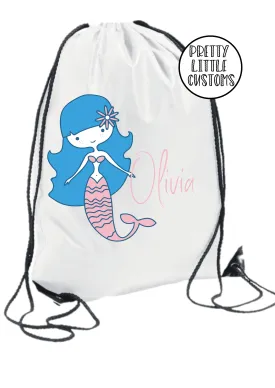 Personalised kids name gym bag/PE bag/school bag - mermaid style 2