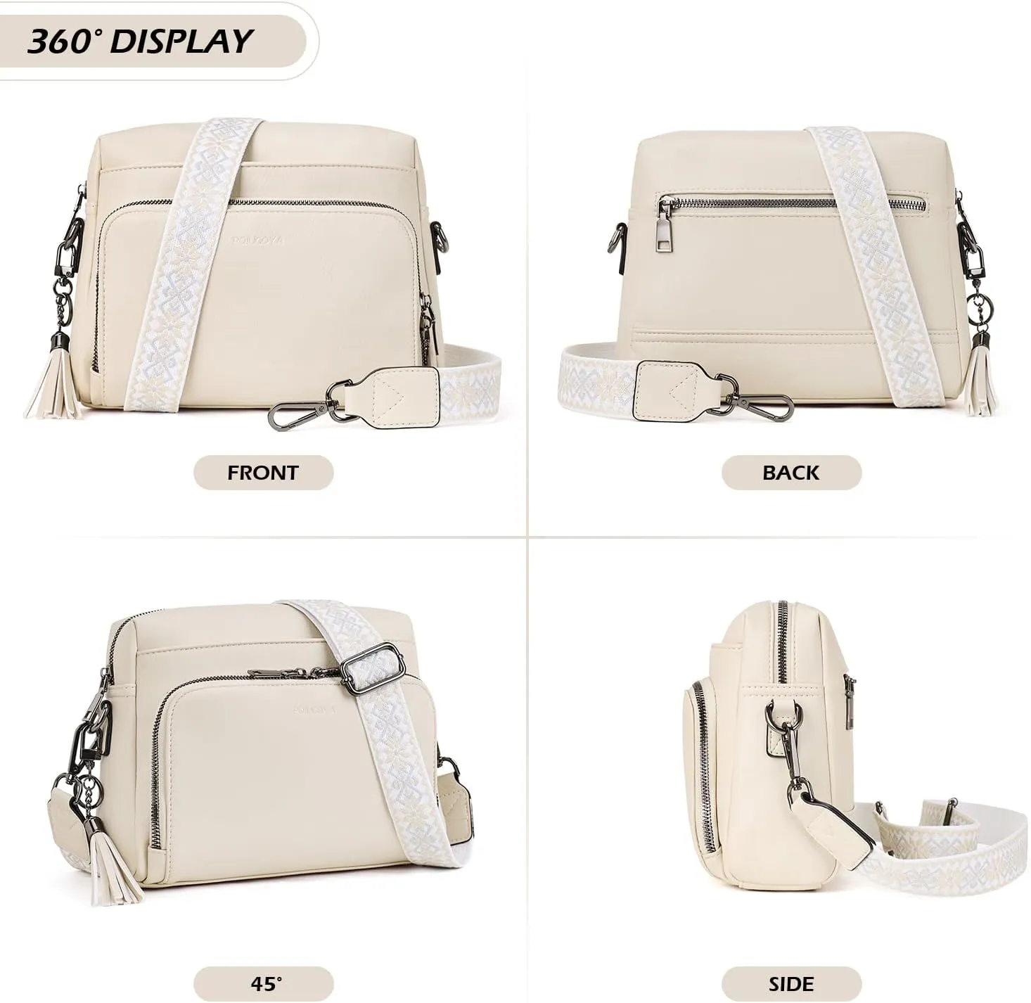 POIUGOYA Crossbody Purses for Women Trendy,Vegan Leather Medium Crossbody Bag,Women's Crossbody Travel Purse Built in Wallet