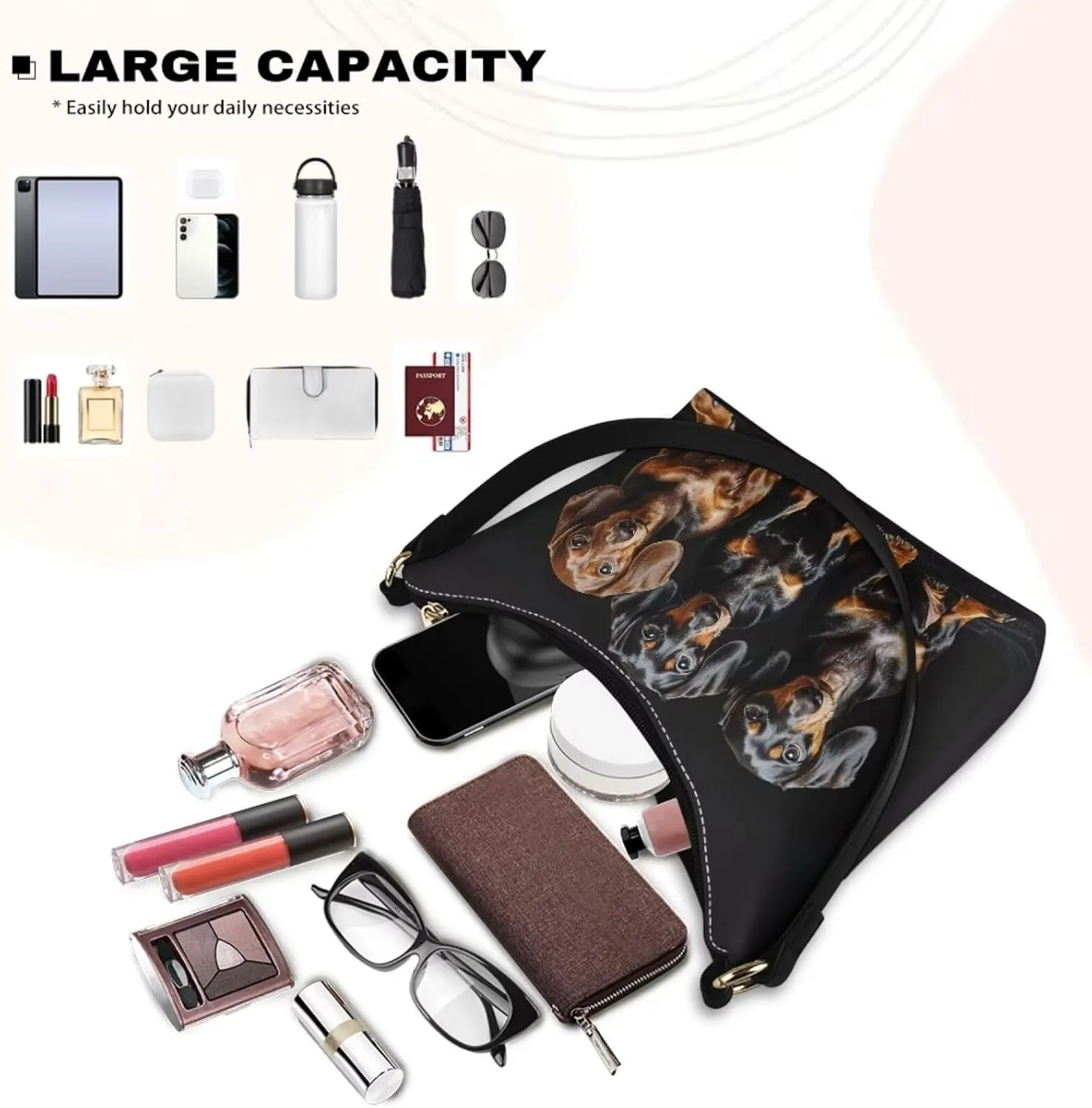 PU Leather Underarm Shoulder Bag Small Zipper Hobo Bags for Women Crescent Tote Bag for Date Travel Shopping