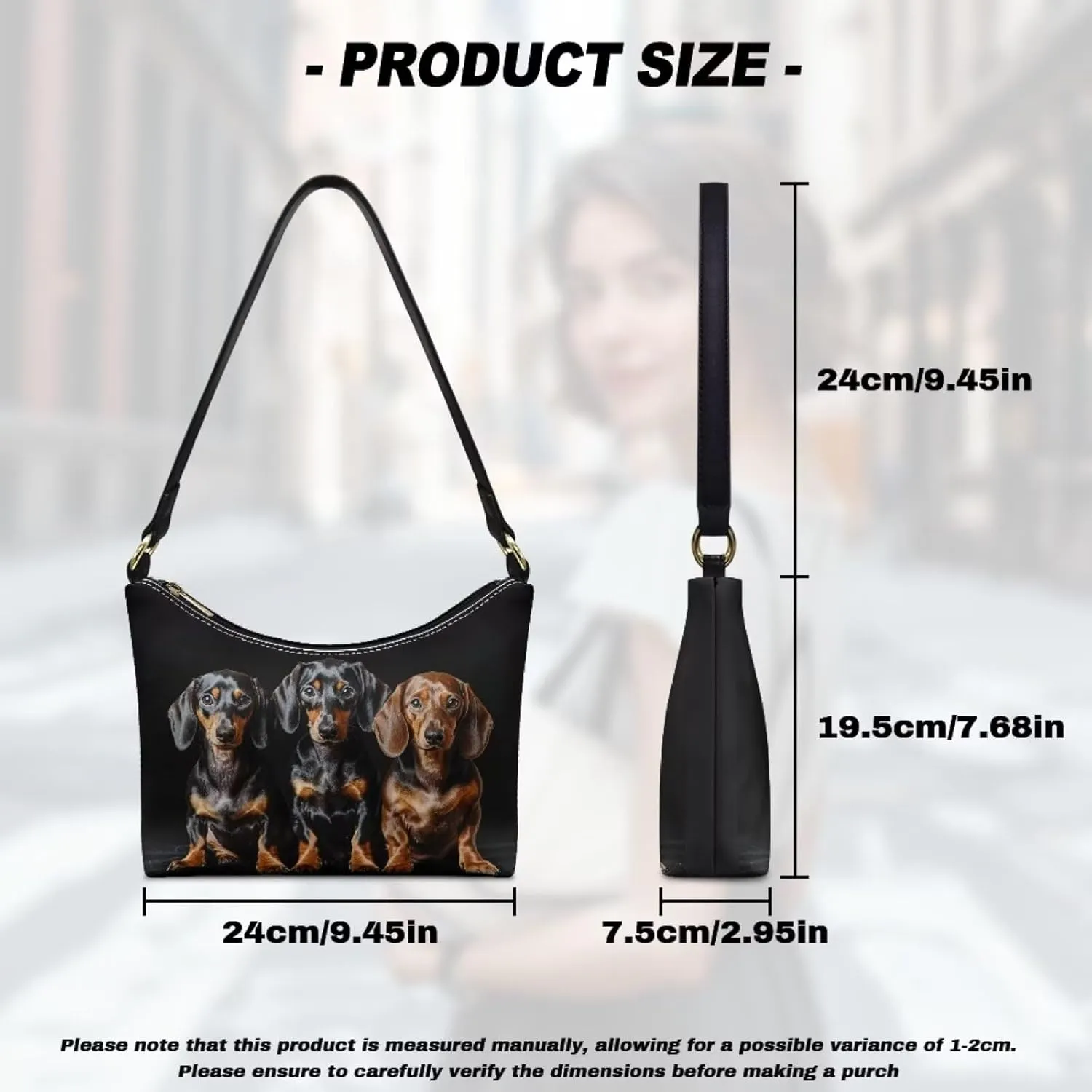 PU Leather Underarm Shoulder Bag Small Zipper Hobo Bags for Women Crescent Tote Bag for Date Travel Shopping
