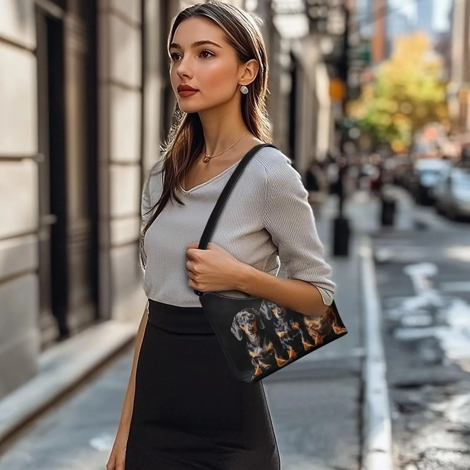 PU Leather Underarm Shoulder Bag Small Zipper Hobo Bags for Women Crescent Tote Bag for Date Travel Shopping