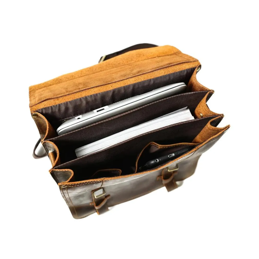 Rustic Leather Backpack and Messenger Bag