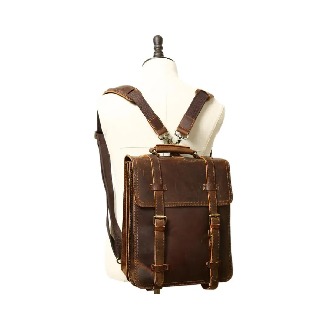 Rustic Leather Backpack and Messenger Bag