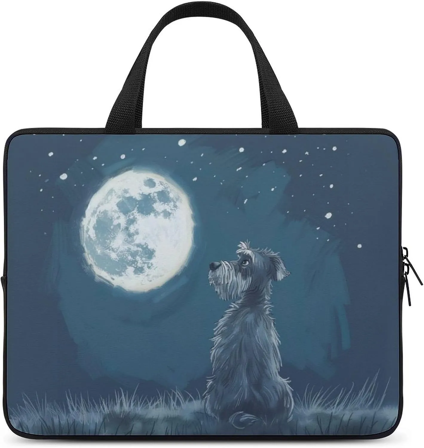 Schnauzer Meadow Moon Laptop Bag Laptop Case Computer Messenger Bag with Adjustable Shoulder Strap
