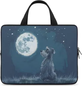 Schnauzer Meadow Moon Laptop Bag Laptop Case Computer Messenger Bag with Adjustable Shoulder Strap