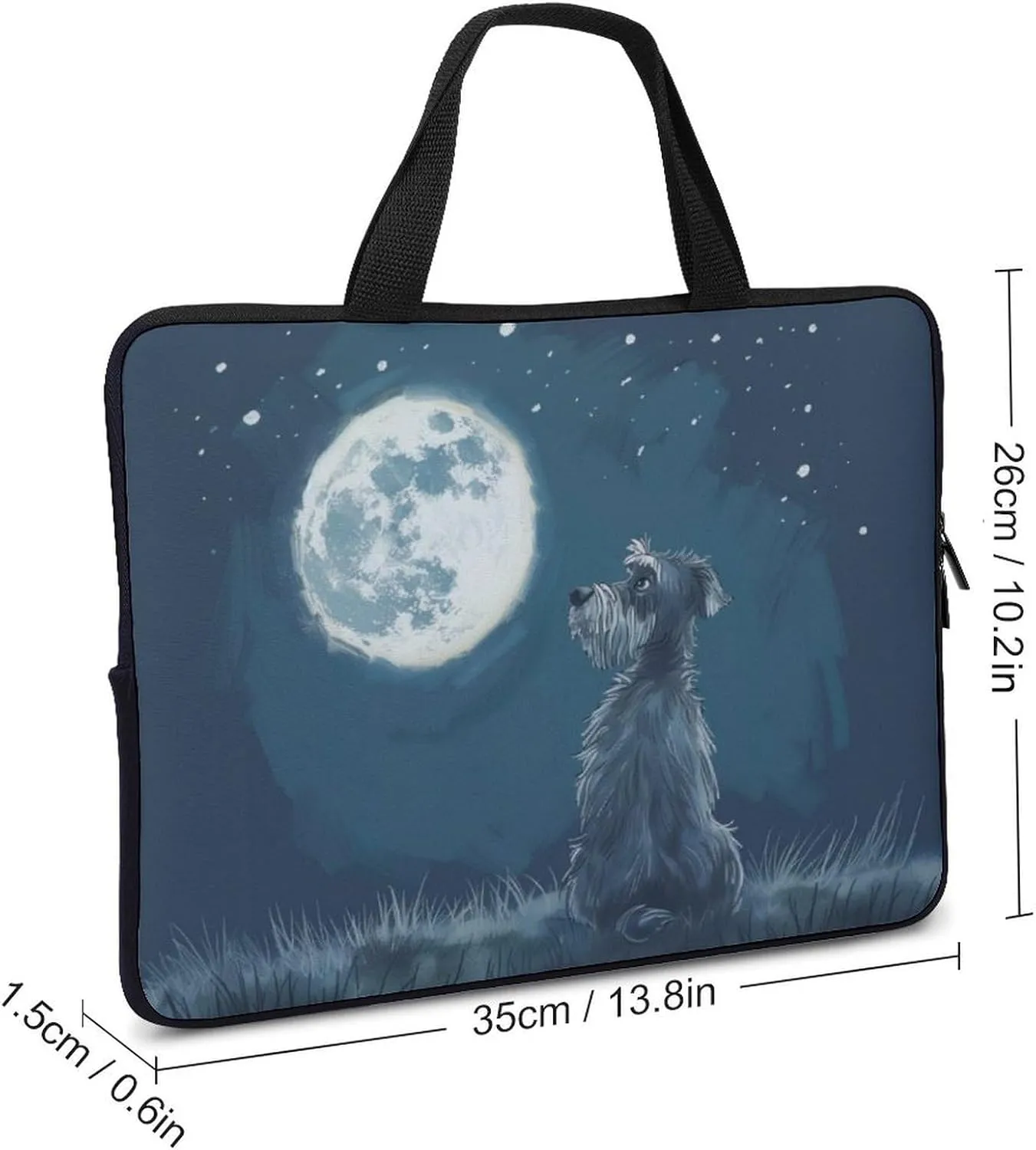 Schnauzer Meadow Moon Laptop Bag Laptop Case Computer Messenger Bag with Adjustable Shoulder Strap