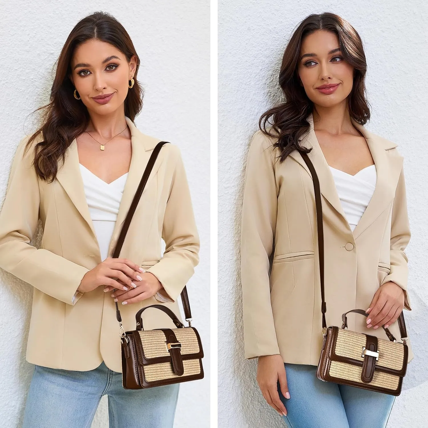 Straw Crossbody Bags for Women Summer Straw Clutch Bag Woven Beach Purse Vacation Handbags