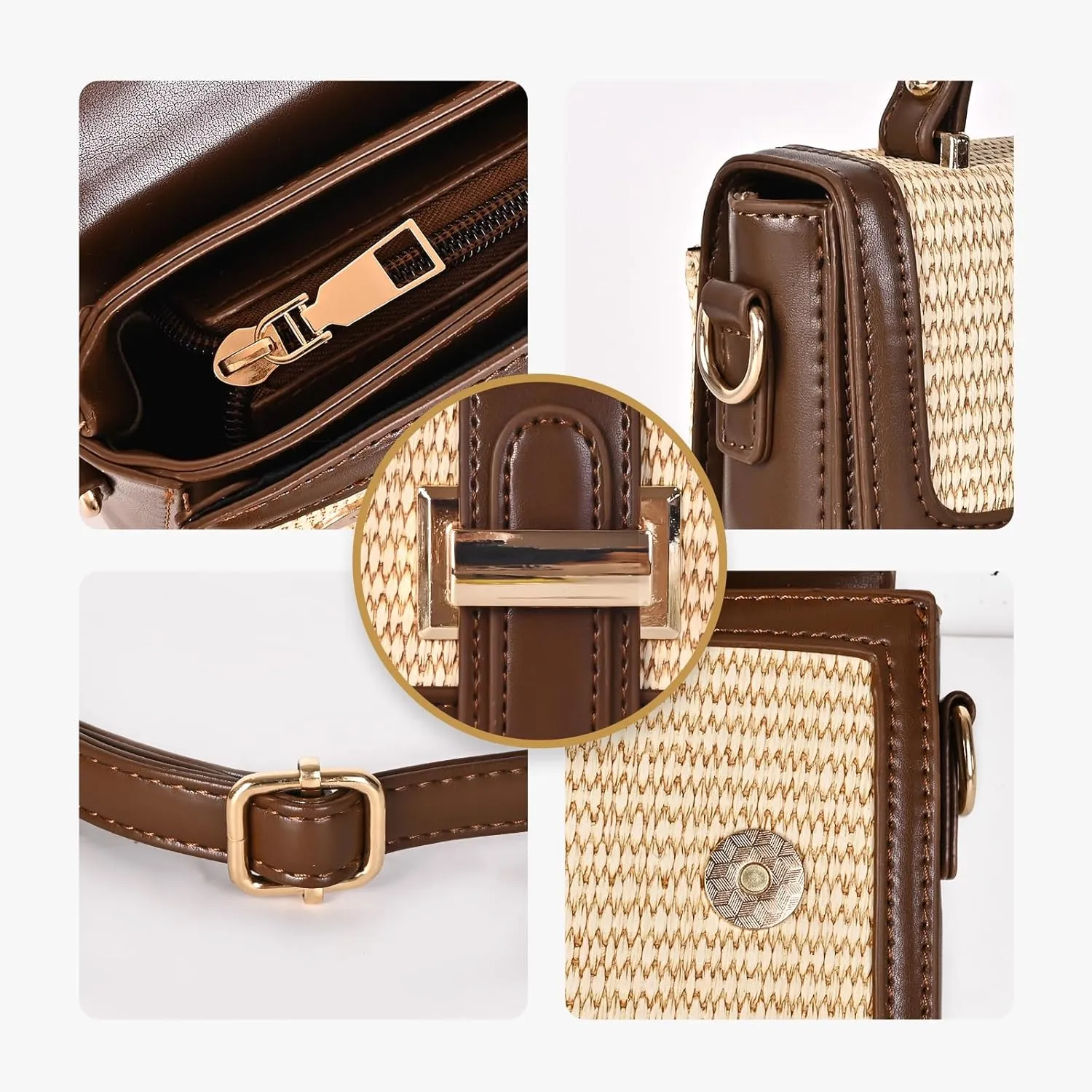 Straw Crossbody Bags for Women Summer Straw Clutch Bag Woven Beach Purse Vacation Handbags
