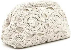 Summer Clutch Purses for Women Cloud Dumpling Pouch Woven Clutch Crochet Beach Bag Evening Handbag