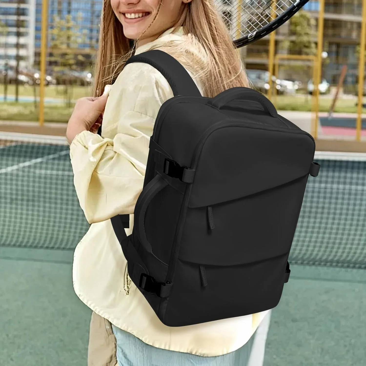 Travel Backpack for Men Women, Carry On Backpack Airlines Approved Personal Item Travel Computer Bag Waterproof Laptop Backpack Business Weekender Overnight Fits15.6Inch Laptop, Black
