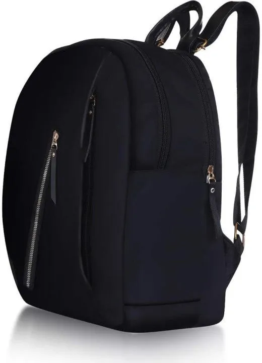 Trending Girls 6 Compartments 18 Liter Notebook Backpack Black Color For College/School/Travelling/Office |2 Large Compartments| (Pack of 1)