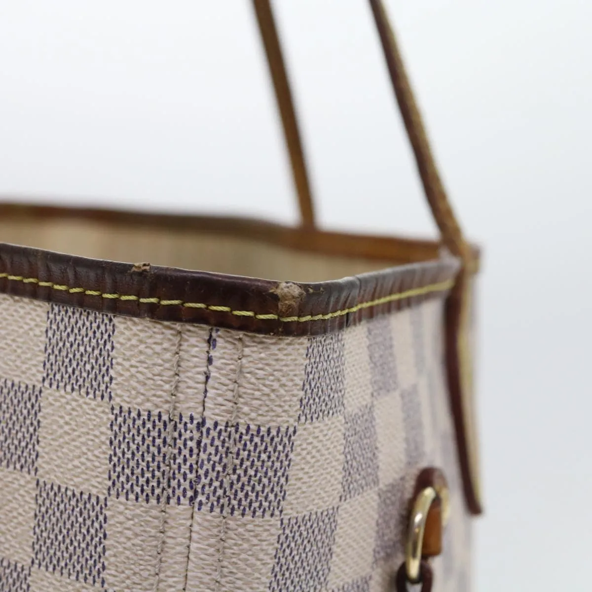 Trendy Inspired Louis Vuitton Damier Azur Neverfull Mm Tote Bag N41605 Lv Auth Yk8704
