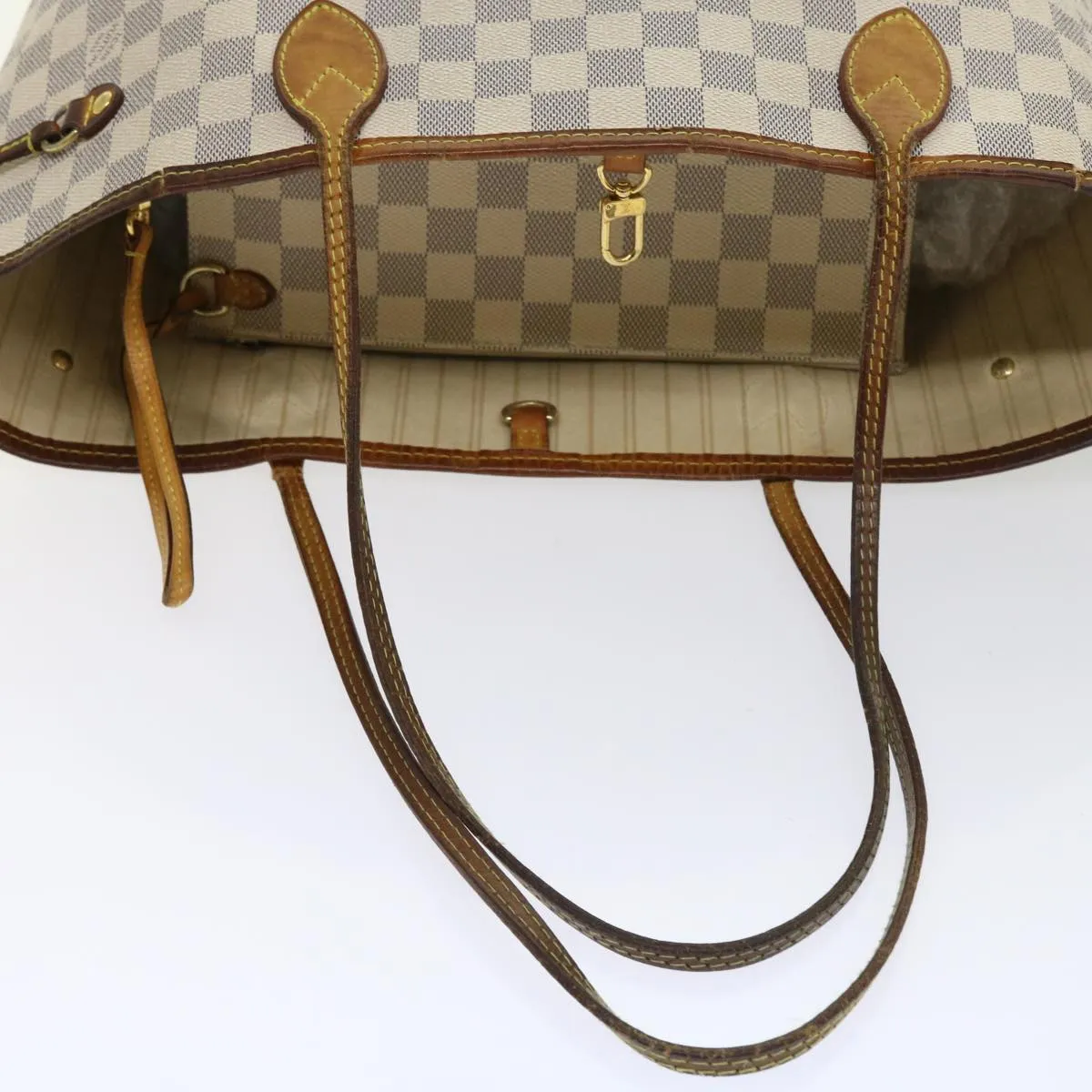 Trendy Inspired Louis Vuitton Damier Azur Neverfull Mm Tote Bag N41605 Lv Auth Yk8704