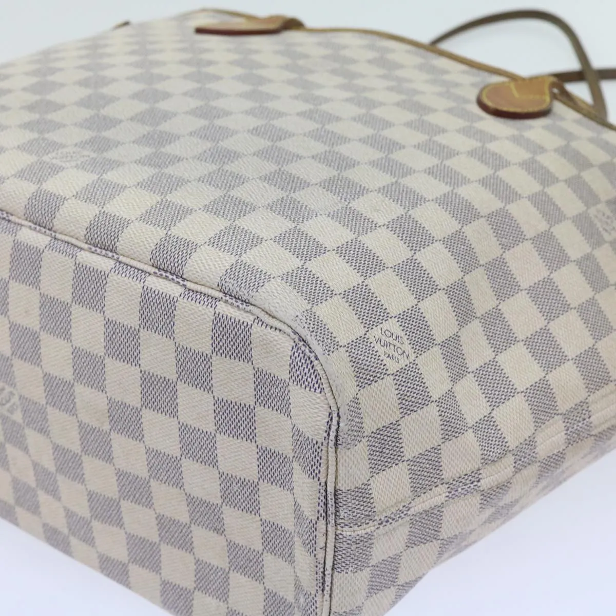 Trendy Inspired Louis Vuitton Damier Azur Neverfull Mm Tote Bag N41605 Lv Auth Yk8704