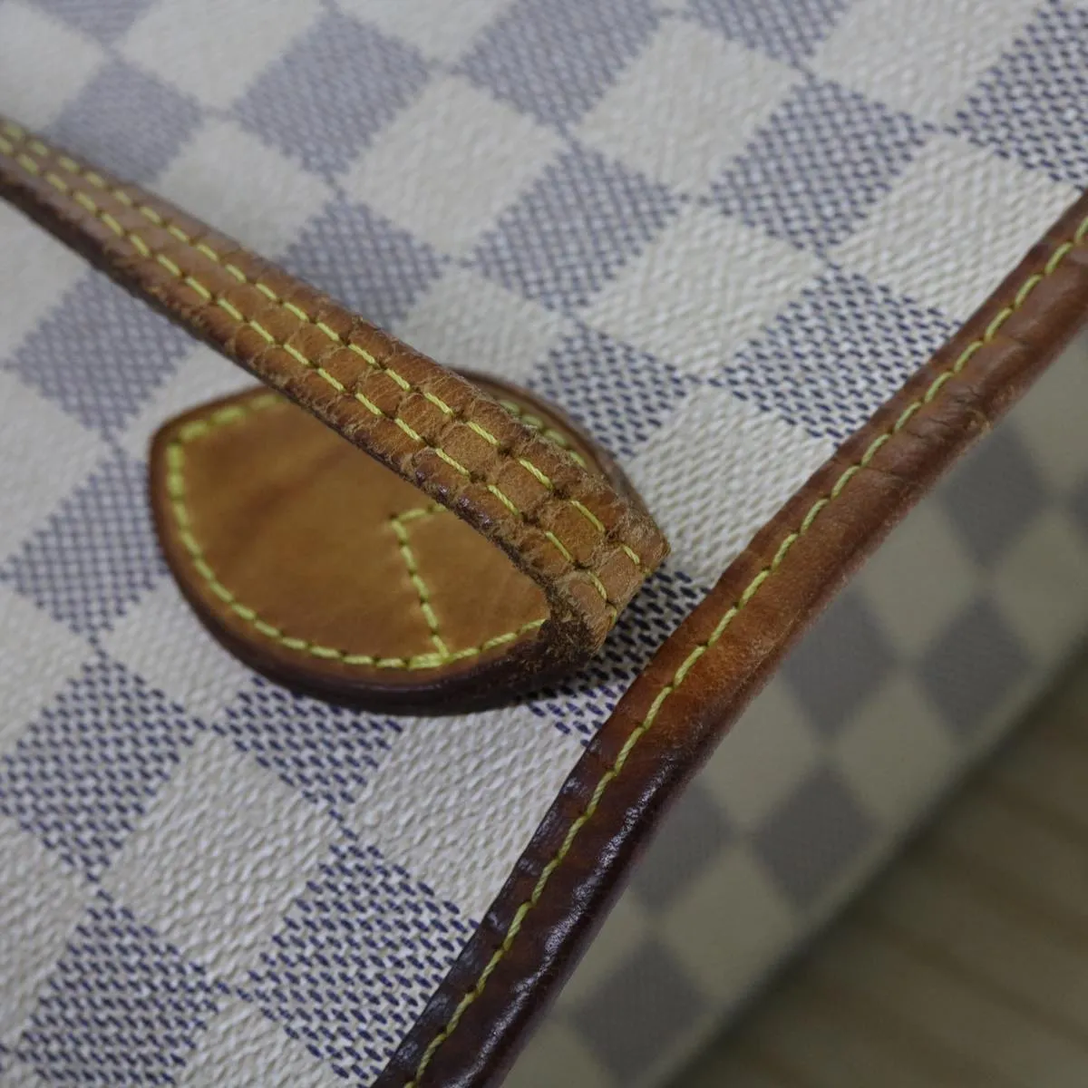 Trendy Inspired Louis Vuitton Damier Azur Neverfull Mm Tote Bag N41605 Lv Auth Yk8704