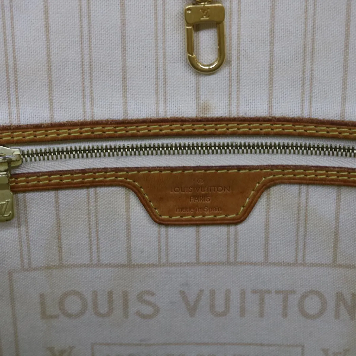 Trendy Inspired Louis Vuitton Damier Azur Neverfull Mm Tote Bag N41605 Lv Auth Yk8704