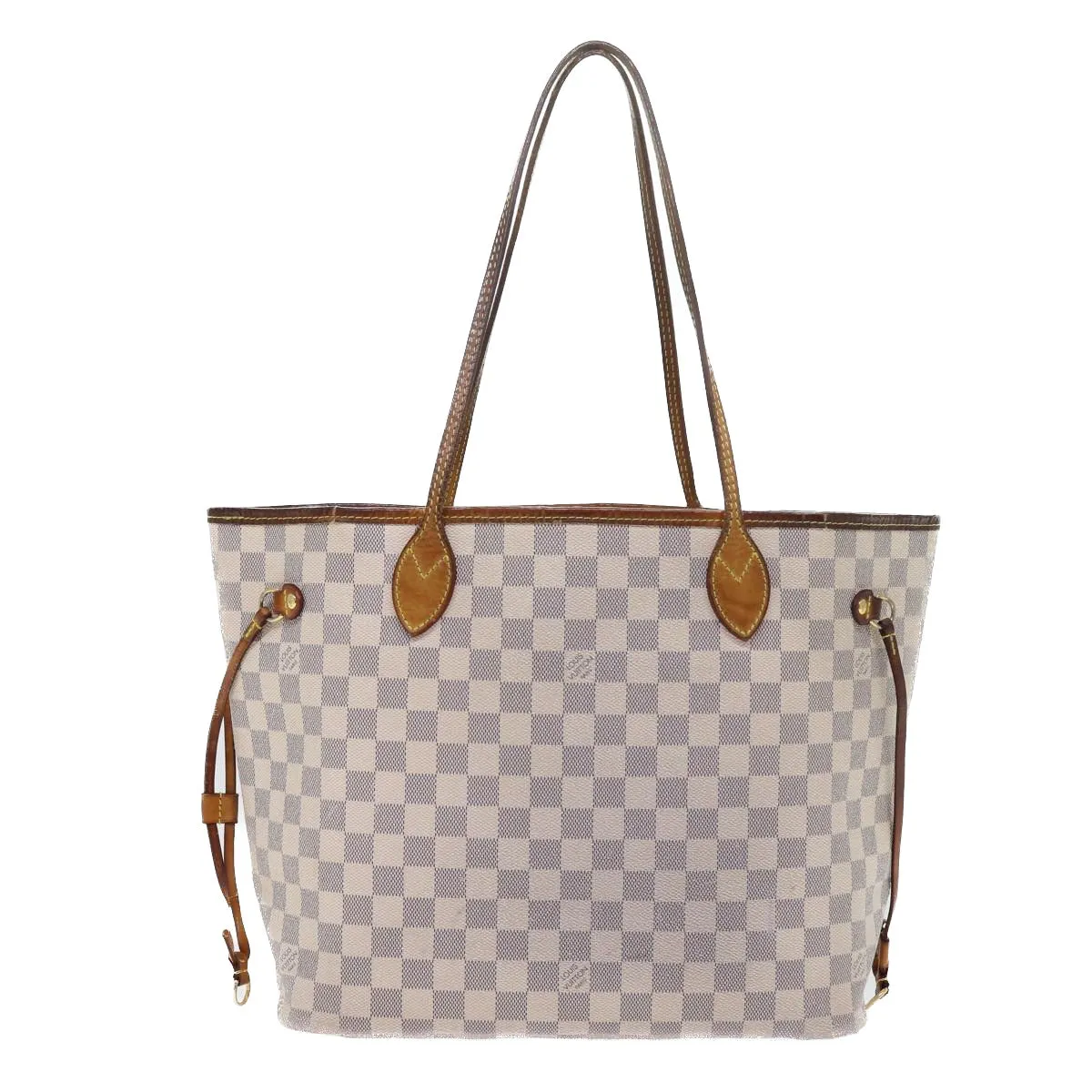 Trendy Inspired Louis Vuitton Damier Azur Neverfull Mm Tote Bag N41605 Lv Auth Yk8704