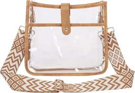 Womens Small Transparent Crossbody Shoulder Bag Bucket Crossbody Bag with Wide Strap PVC Satchel Bag Purse (Green)